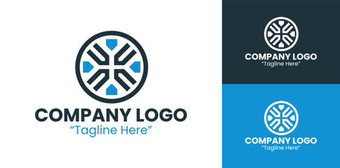 Modern Geometric Logos for Creative Agencies and Startups in Light Blue and Dark Blue