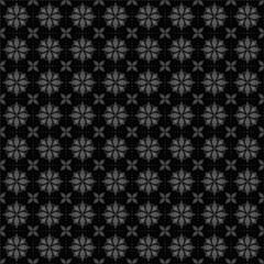 Geometric flower mandala pattern in Black color, seamless Islamic-style EPS vector for use in wallpapers, prayer mats, textile prints, background decorations, and more