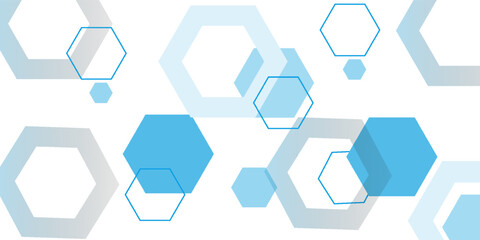 Abstract blue hexagon banner background.
