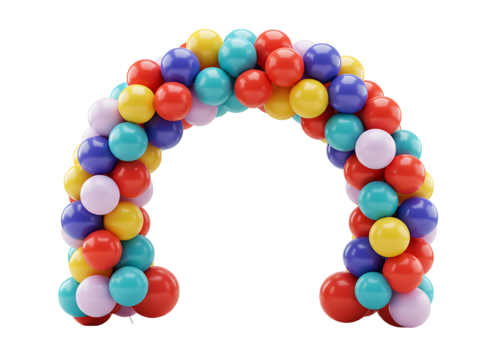 Elegant black and gold balloon archway for celebrations isolated on transparent background