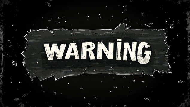 Grunge Warning Sign on Dark Background
