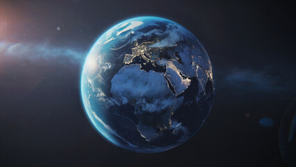 Obraz premium A high-resolution photograph of Earth from space, centered in the frame against a black background