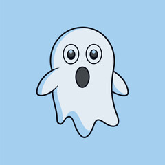 Surprised Shocked Ghost Cartoon Character  Halloween Spirit Mascot