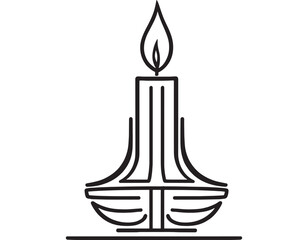 Decorative candle holder simple line art vector image