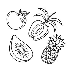 "Minimalist Fruit Icon Bundle – Hand-Drawn Line Style Vector Set for Healthy Food and Organic Branding"

