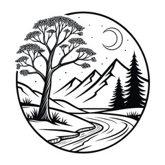  Outdoor Wilderness Emblem – Adventure GA Mountain Logo  

