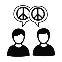 Peaceful Dialogue Icon – Vector Line Art Symbolizing Communication, Harmony, and Mutual Understanding