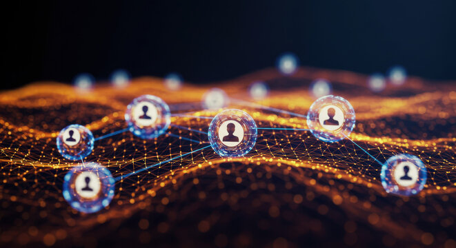 Abstract digital network user profile icons - Powered by Adobe