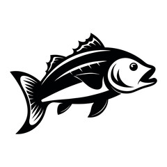 Black and White Fish Illustration of a Fresh Caught Fish Design
