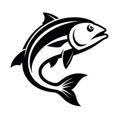 Fototapeta premium Stylized Black and White Illustration of a Leaping Fish with Detailed Fins and Gills