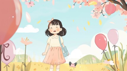 Bright Children's Day Celebration Illustration with Diverse Kids Playing, Balloons and Gifts in Vibrant Colors, International Child Rights Concept for Posters and Social Media