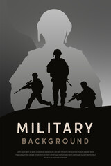 Military silhouette background. Armed concept. Vector illustration poster design template