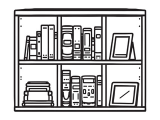 Elegant Bookshelf Line Art Vector for Creative Projects