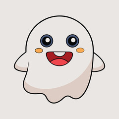  Happy Ghost Emoji, Cute Halloween Ghost Vector
