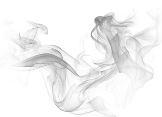 Abstract smoke flowing in smooth curves on a white background with artistic swirls and light motion