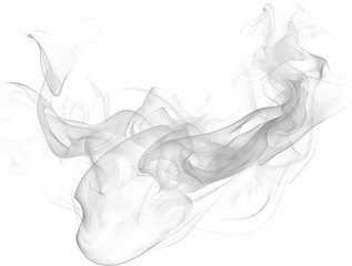 Abstract smoke art flowing gracefully on white background with smooth curves and light motion