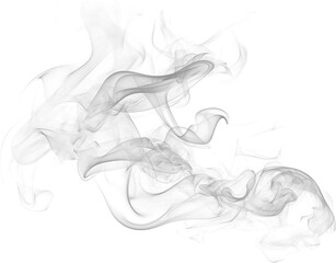 Smoke art flowing on white background with smooth curves and soft gray patterns