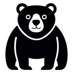 Black and White Bear Cartoon Illustration with Simple Design and Friendly Expression