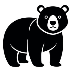 Black and White Bear Simple Cartoon Illustration for Kids and Design Projects