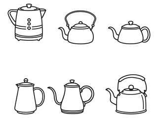 Elegant kettle shape minimal line drawing