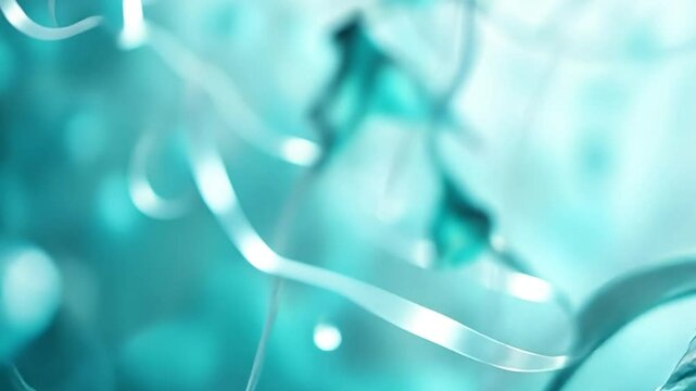 Microscopic view of neuron cell network detailed structure teal and white medical and educational footage