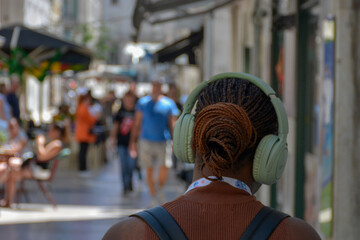 young mixed-race woman with hearing aids