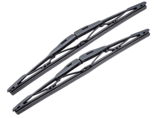 Two new car windshield wiper blades isolated on white background isolated on a white background