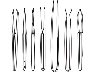 Fine Precision Tweezers Tool Vector Art
