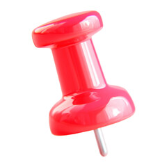 Red push pin isolated on transparent background office supply raw profile