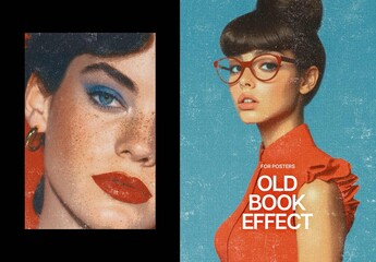 Worn Old Book Poster Photo Effect Mockup