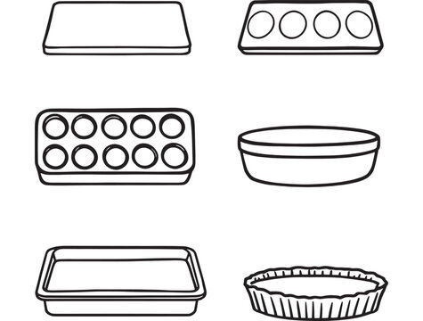 Hand drawn baking tray illustration in vector style.