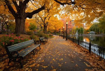 Naklejka premium autumn in the park