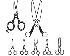 Hand Drawn Scissors Vector Line Illustration