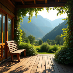 Tranquil Mountain View From Open Door