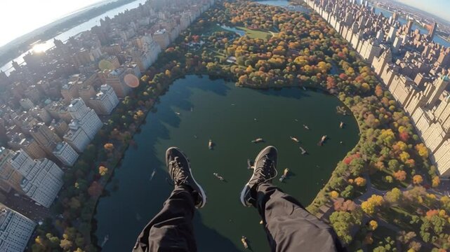 Skydiving Over Big Park Generative AI