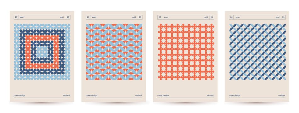 Colorful neo geometric posters or covers set. Grid with color geometrical shapes. Modern abstract promotional flyer background vector illustration. Neo Geometric template poster, brochure