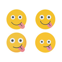 Tongue Out Emoji Icons Set, Playful Emoticons, vector illustration