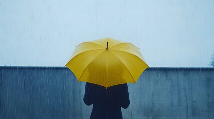 Silhouette with Yellow Umbrella – Symbol of Protection and Hope for Suicide Prevention Awareness (Yellow September)