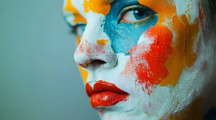 Creative face art painting ideas colorful makeup design artistic expression beauty portrait close up view