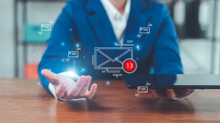 New email notification concept for business e-mail communication and digital marketing. Inbox...