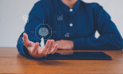 Idea thinking processes and psychology, thinking concept. Machine learning and artificial...