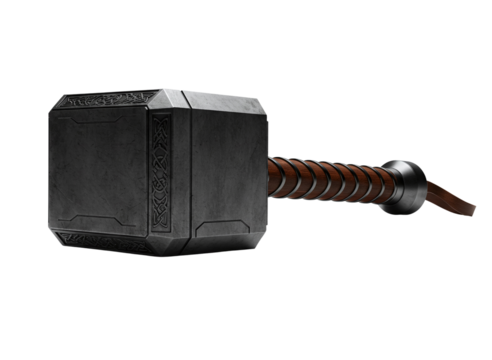 Iconic mjolnir hammer of thor isolated on transparent background