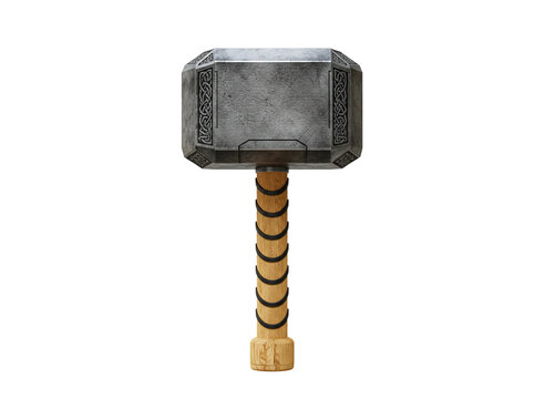 Iconic mjolnir hammer of thor isolated on transparent background