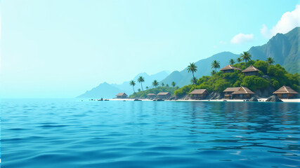 Obraz premium Tropical Island Paradise with Clear Waters and Lush Greenery