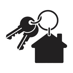 Home Key Silhouette Icon,  House and Keys, vector illustration