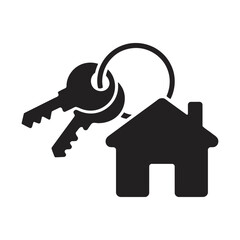 Home Key Silhouette Icon,  House and Keys, vector illustration