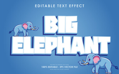 editable big elephant text effect with illustration of elephant