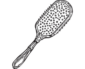 Minimalist hairbrush outline drawing for beauty designs