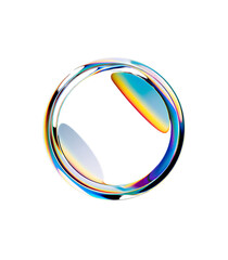 3D icon of a glass ring on a transparent background, in the glassmorphism style, with a glass effect, holographic colors.