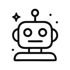 Obraz premium Robot technology features a simple friendly line drawing robot suitable for techrelated designs, educational materials, and childrens books